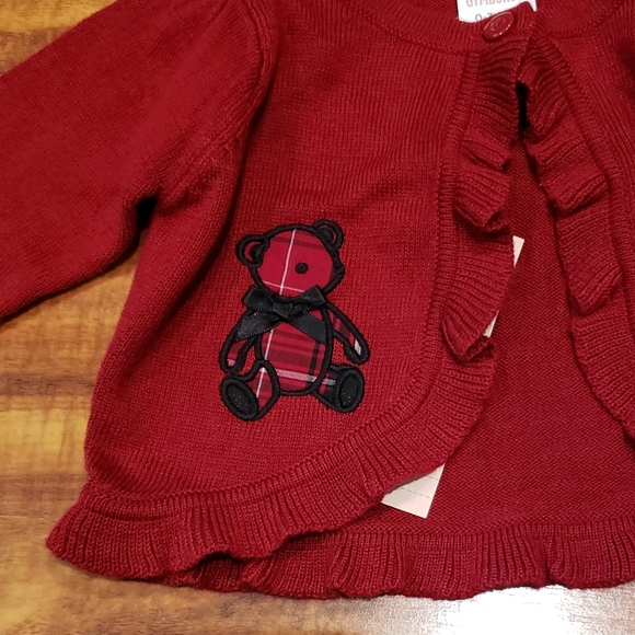 Gymboree NWT/EUC 0-3 months velour hoodie, bear cardigan and plaid bow headband - Picture 8 of 12
